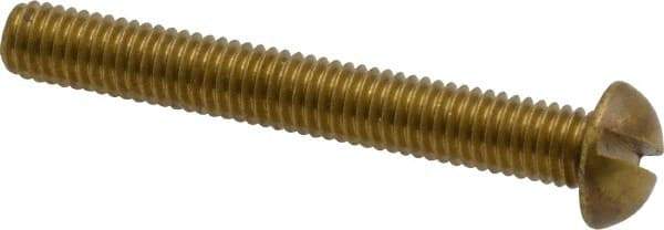 Value Collection - #10-32 UNF, 1-1/2" Length Under Head Slotted Drive Machine Screw - Round Head, Brass, Without Washer - Exact Industrial Supply