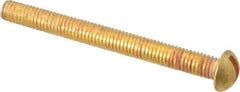 Value Collection - #10-32 UNF, 2" Length Under Head Slotted Drive Machine Screw - Round Head, Brass, Without Washer - Exact Industrial Supply