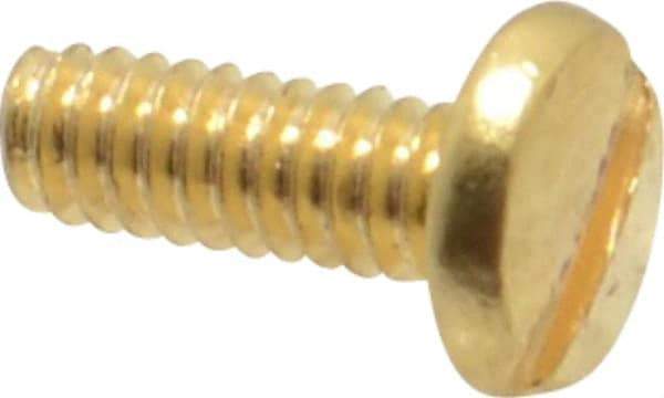 Value Collection - #2-56 UNC, 1/4" Length Under Head Slotted Drive Machine Screw - Binding Head, Brass, Uncoated, Without Washer - Exact Industrial Supply
