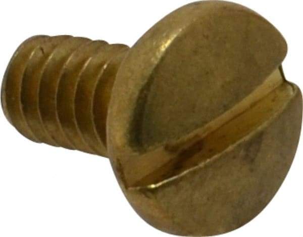 Value Collection - #10-24 UNC, 3/8" Length Under Head Slotted Drive Machine Screw - Binding Head, Brass, Uncoated, Without Washer - Exact Industrial Supply