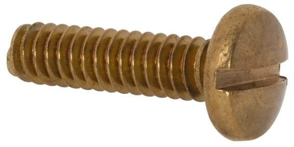 Value Collection - #10-24 UNC, 3/4" Length Under Head Slotted Drive Machine Screw - Binding Head, Brass, Uncoated, Without Washer - Exact Industrial Supply