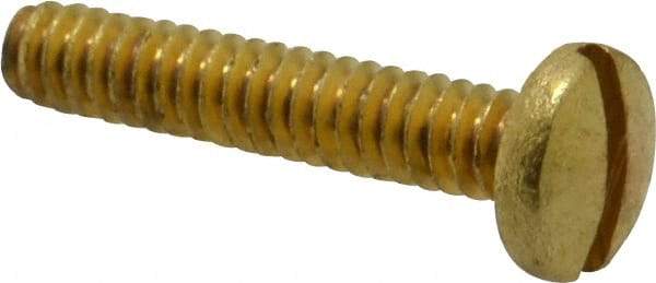Value Collection - #10-24 UNC, 1" Length Under Head Slotted Drive Machine Screw - Binding Head, Brass, Uncoated, Without Washer - Exact Industrial Supply