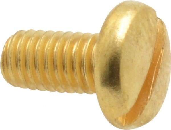 Value Collection - #10-32 UNF, 3/8" Length Under Head Slotted Drive Machine Screw - Binding Head, Brass, Uncoated, Without Washer - Exact Industrial Supply