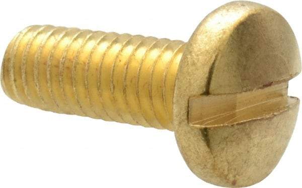 Value Collection - #10-32 UNF, 1/2" Length Under Head Slotted Drive Machine Screw - Binding Head, Brass, Uncoated, Without Washer - Exact Industrial Supply