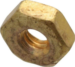 Value Collection - #4-40 UNC Brass Right Hand Machine Screw Hex Nut - 1/4" Across Flats, 3/32" High, Uncoated - Exact Industrial Supply