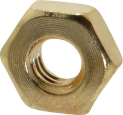 Value Collection - #8-32 UNC Brass Right Hand Machine Screw Hex Nut - 11/32" Across Flats, 1/8" High, Uncoated - Exact Industrial Supply