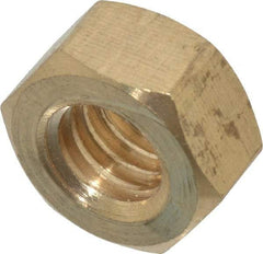 Value Collection - 5/16-18 UNC Brass Right Hand Hex Nut - 1/2" Across Flats, 17/64" High, Uncoated - Exact Industrial Supply