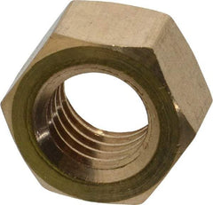 Value Collection - 1/2-13 UNC Brass Right Hand Hex Nut - 3/4" Across Flats, 7/16" High, Uncoated - Exact Industrial Supply