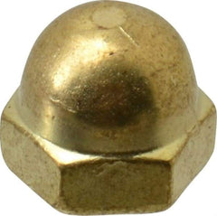 Value Collection - #8-32 UNC, 5/16" Width Across Flats, Uncoated, Brass Acorn Nut - 1/4" Overall Height - Exact Industrial Supply
