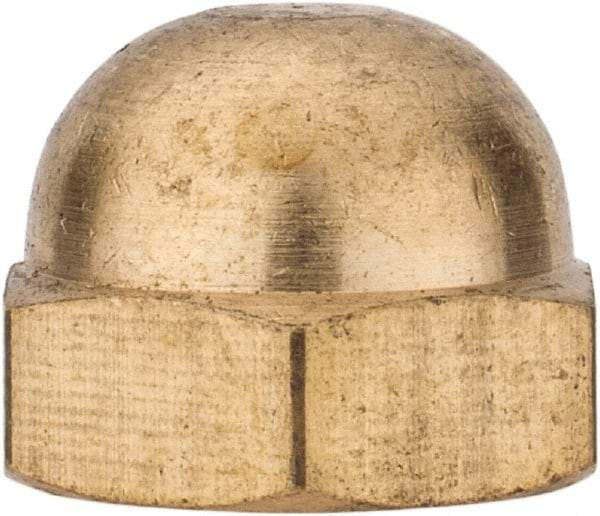 Value Collection - 3/8-16" UNC, 5/8" Width Across Flats, Uncoated, Brass Acorn Nut - 27/64" Overall Height - Exact Industrial Supply