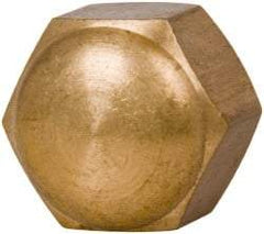 Value Collection - 1/2-13" UNC, 3/4" Width Across Flats, Uncoated, Brass Acorn Nut - 9/16" Overall Height - Exact Industrial Supply