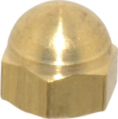 Value Collection - #10-32 UNF, 3/8" Width Across Flats, Uncoated, Brass Acorn Nut - 11/32" Overall Height - Exact Industrial Supply
