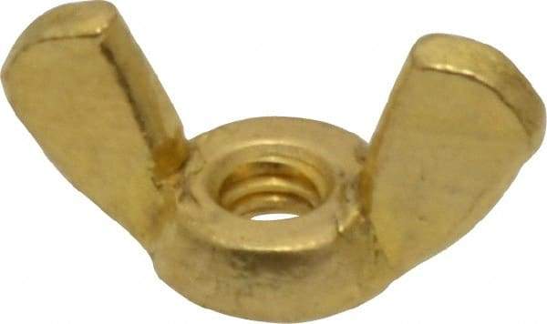 Value Collection - #8-32 UNC, Brass Standard Wing Nut - 0.91" Wing Span, 0.47" Wing Span - Exact Industrial Supply