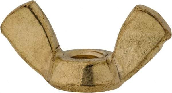 Value Collection - #10-24 UNC, Brass Standard Wing Nut - 0.91" Wing Span, 0.47" Wing Span - Exact Industrial Supply