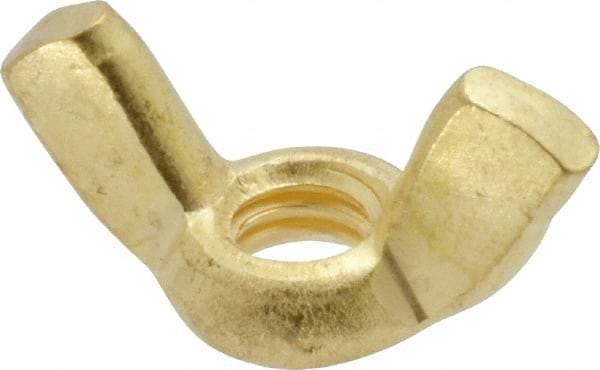 Value Collection - 1/4-20 UNC, Brass Standard Wing Nut - 1.1" Wing Span, 0.57" Wing Span - Exact Industrial Supply