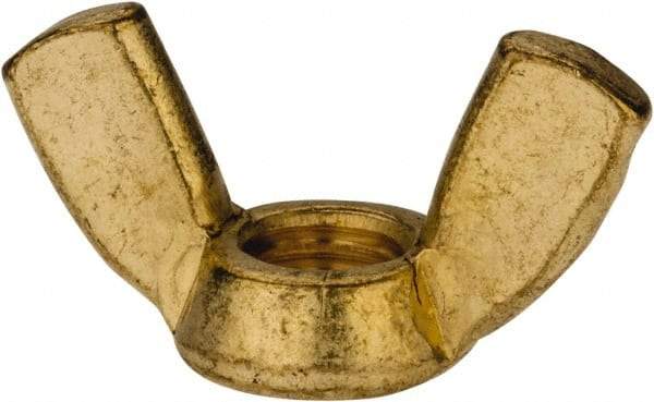 Value Collection - 3/8-16 UNC, Brass Standard Wing Nut - 1.44" Wing Span, 0.79" Wing Span - Exact Industrial Supply