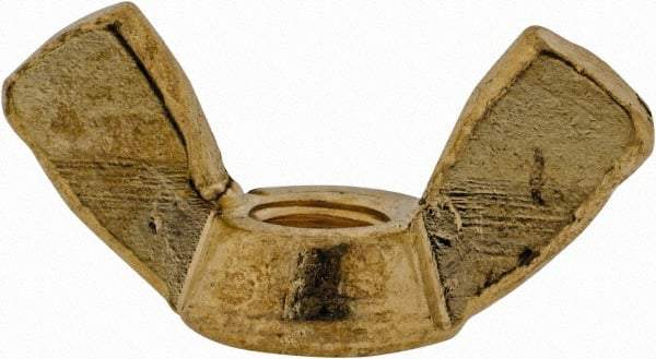 Value Collection - #10-32 UNF, Brass Standard Wing Nut - 0.91" Wing Span, 0.47" Wing Span - Exact Industrial Supply