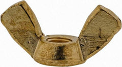 Value Collection - #10-32 UNF, Brass Standard Wing Nut - 0.91" Wing Span, 0.47" Wing Span - Exact Industrial Supply