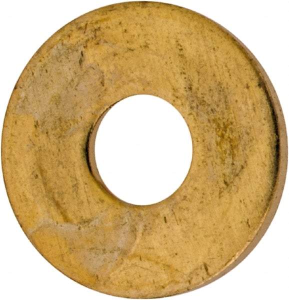 Value Collection - #6 Screw, Brass Standard Flat Washer - 0.147" ID x 3/8" OD, 0.032" Thick, Plain Finish - Exact Industrial Supply