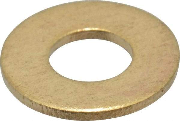 Value Collection - #8 Screw, Brass Standard Flat Washer - 0.172" ID x 3/8" OD, 0.032" Thick, Plain Finish - Exact Industrial Supply