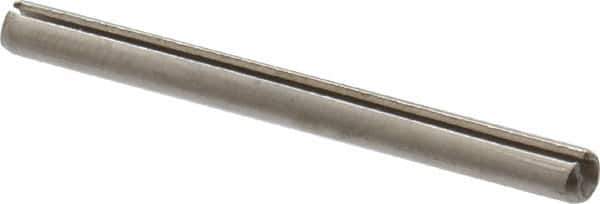 Made in USA - 3/32" Diam x 1-1/8" Long Slotted Spring Pin - Grade 420 Stainless Steel, Bright Finish - Exact Industrial Supply