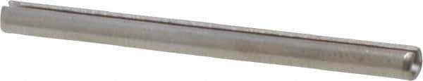 Made in USA - 3/32" Diam x 1-1/4" Long Slotted Spring Pin - Grade 420 Stainless Steel, Bright Finish - Exact Industrial Supply