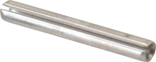 Made in USA - 5/32" Diam x 1-1/4" Long Slotted Spring Pin - Grade 420 Stainless Steel, Bright Finish - Exact Industrial Supply