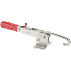 De-Sta-Co - 1,000 Lb Capacity, Horizontal, J Hook, Flanged Base, Stainless Steel Pull Action Latch Clamp - 6.13" Drawing Movement, 13.45" OAL, Straight Handle - Exact Industrial Supply