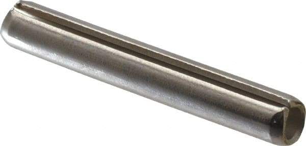 Made in USA - 3/16" Diam x 1-1/4" Long Slotted Spring Pin - Grade 420 Stainless Steel, Bright Finish - Exact Industrial Supply