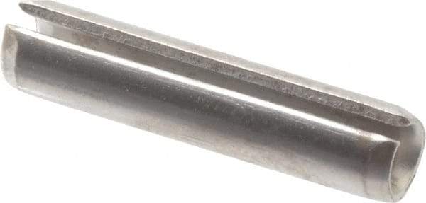 Made in USA - 7/32" Diam x 1" Long Slotted Spring Pin - Grade 420 Stainless Steel, Bright Finish - Exact Industrial Supply