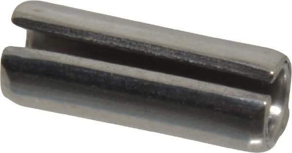 Made in USA - 3/8" Diam x 1" Long Slotted Spring Pin - Grade 420 Stainless Steel, Bright Finish - Exact Industrial Supply