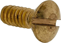 Value Collection - #10-24 UNC, 1/2" OAL Slotted Drive Machine Screw - Oval Head, Brass, Uncoated, Without Washer - Exact Industrial Supply