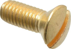 Value Collection - #10-32 UNF, 1/2" OAL Slotted Drive Machine Screw - Oval Head, Brass, Uncoated, Without Washer - Exact Industrial Supply