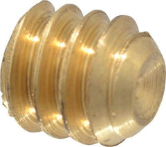 Value Collection - #10-24 UNC, 3/16" OAL, Cup Point Set Screw - Brass, 3/32" Key - Exact Industrial Supply