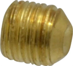 Value Collection - #10-32 UNF, 3/16" OAL, Cup Point Set Screw - Brass, 3/32" Key - Exact Industrial Supply
