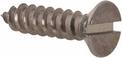 Value Collection - #4, 1/2" OAL, Slotted Drive, Flat Head Wood Screw - Stainless Steel, Grade 18-8 - Exact Industrial Supply