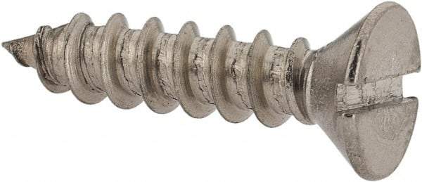 Value Collection - #12, 1" OAL, Slotted Drive, Flat Head Wood Screw - Stainless Steel, Grade 18-8 - Exact Industrial Supply