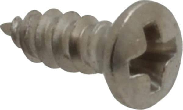 Value Collection - #4 Oval Head Phillips Sheet Metal Screw - Stainless Steel, 3/8" OAL, Grade 18-8 - Exact Industrial Supply