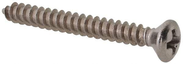 Value Collection - #4 Oval Head Phillips Sheet Metal Screw - Stainless Steel, 1" OAL, Grade 18-8 - Exact Industrial Supply
