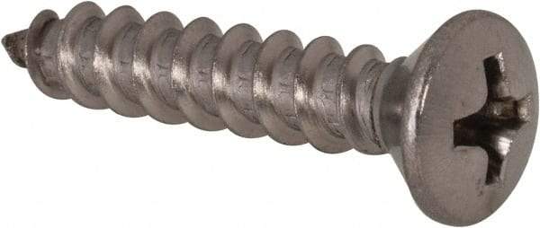 Value Collection - #10 Oval Head Phillips Sheet Metal Screw - Stainless Steel, 1" OAL, Grade 18-8 - Exact Industrial Supply