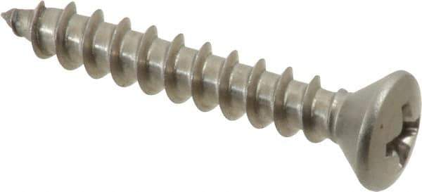 Value Collection - #10 Oval Head Phillips Sheet Metal Screw - Stainless Steel, 1-1/4" OAL, Grade 18-8 - Exact Industrial Supply