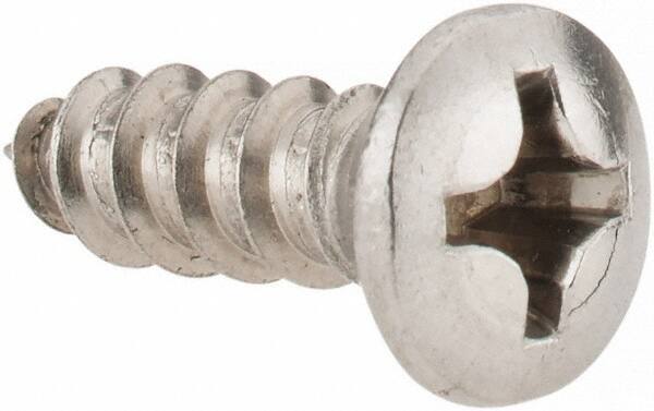 Value Collection - #12 Oval Head Phillips Sheet Metal Screw - Stainless Steel, 3/4" OAL, Grade 18-8 - Exact Industrial Supply