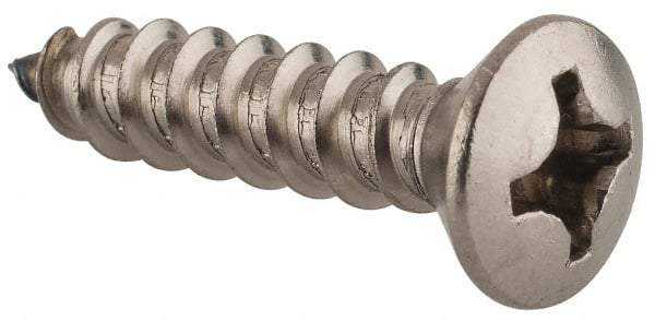 Value Collection - #12 Oval Head Phillips Sheet Metal Screw - Stainless Steel, 1" OAL, Grade 18-8 - Exact Industrial Supply