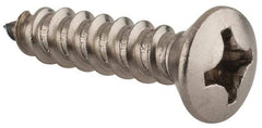 Value Collection - #12 Oval Head Phillips Sheet Metal Screw - Stainless Steel, 1" OAL, Grade 18-8 - Exact Industrial Supply