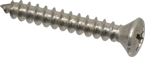 Value Collection - #12 Oval Head Phillips Sheet Metal Screw - Stainless Steel, 1-1/2" OAL, Grade 18-8 - Exact Industrial Supply