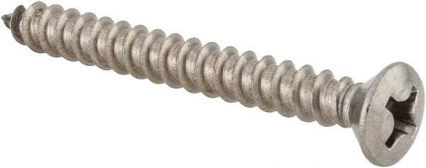 Value Collection - #12 Oval Head Phillips Sheet Metal Screw - Stainless Steel, 2" OAL, Grade 18-8 - Exact Industrial Supply