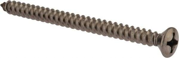 Value Collection - #12 Oval Head Phillips Sheet Metal Screw - Stainless Steel, 3" OAL, Grade 18-8 - Exact Industrial Supply