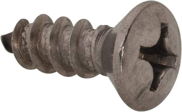 Value Collection - #14 Oval Head Phillips Sheet Metal Screw - Stainless Steel, 3/4" OAL, Grade 18-8 - Exact Industrial Supply