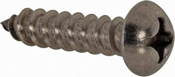 Value Collection - #12 Round Head Phillips Sheet Metal Screw - Stainless Steel, 1" Length Under Head, Grade 18-8 - Exact Industrial Supply