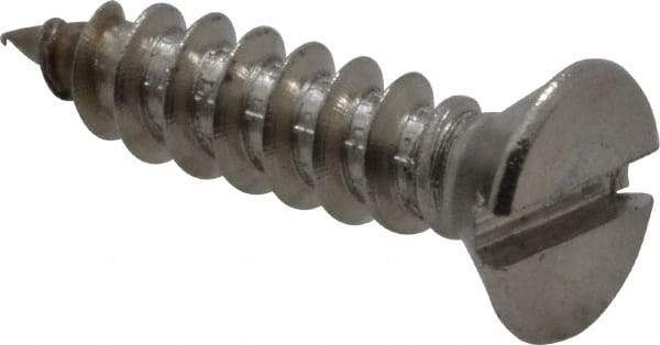 Value Collection - #4 Flat Head Slotted Sheet Metal Screw - Stainless Steel, 1/2" OAL, Grade 18-8 - Exact Industrial Supply